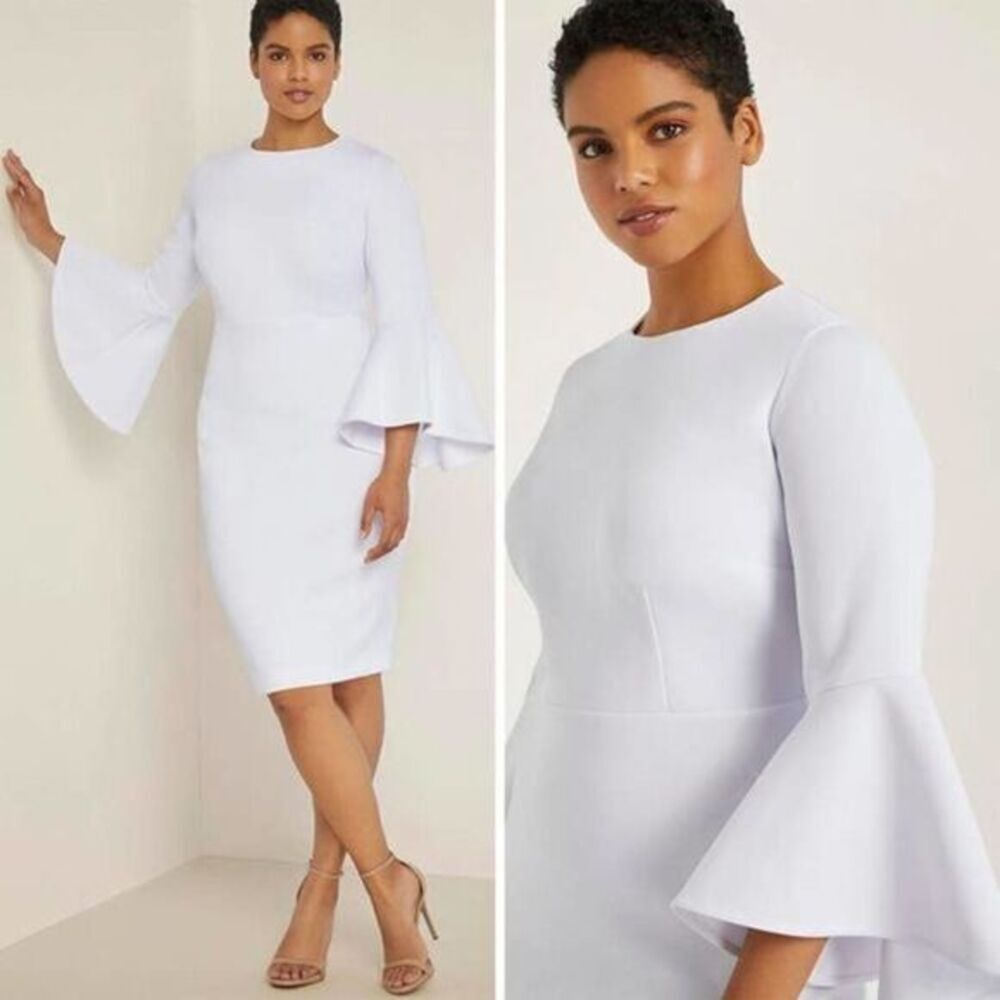 NEW‎ Eloquii white Flare Sleeve Scuba Dress, 20